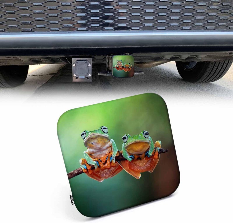 Beabes Trailer Hitch Cover Plug Tree Frog, Cute Animal Tree Frog Tree Branch Trailer Hitch Cover Plug Cap Insert Fits 2" Receivers Black Receiver Tube Hitch Plug for RVs SUVs and Cars - Image 1